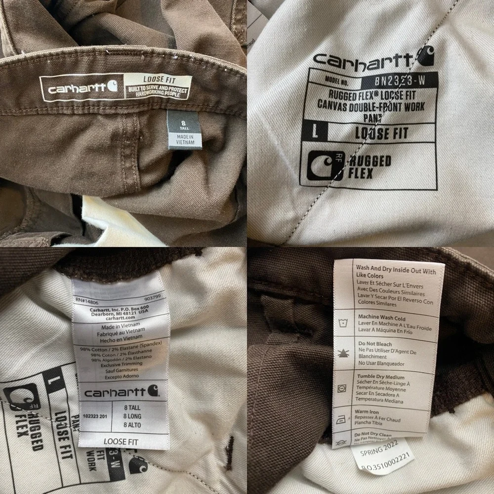 Carhartt Rugged Flex Loose Fit Canvas Double Front Work Pants - 8 Tall - Picture 14 of 15